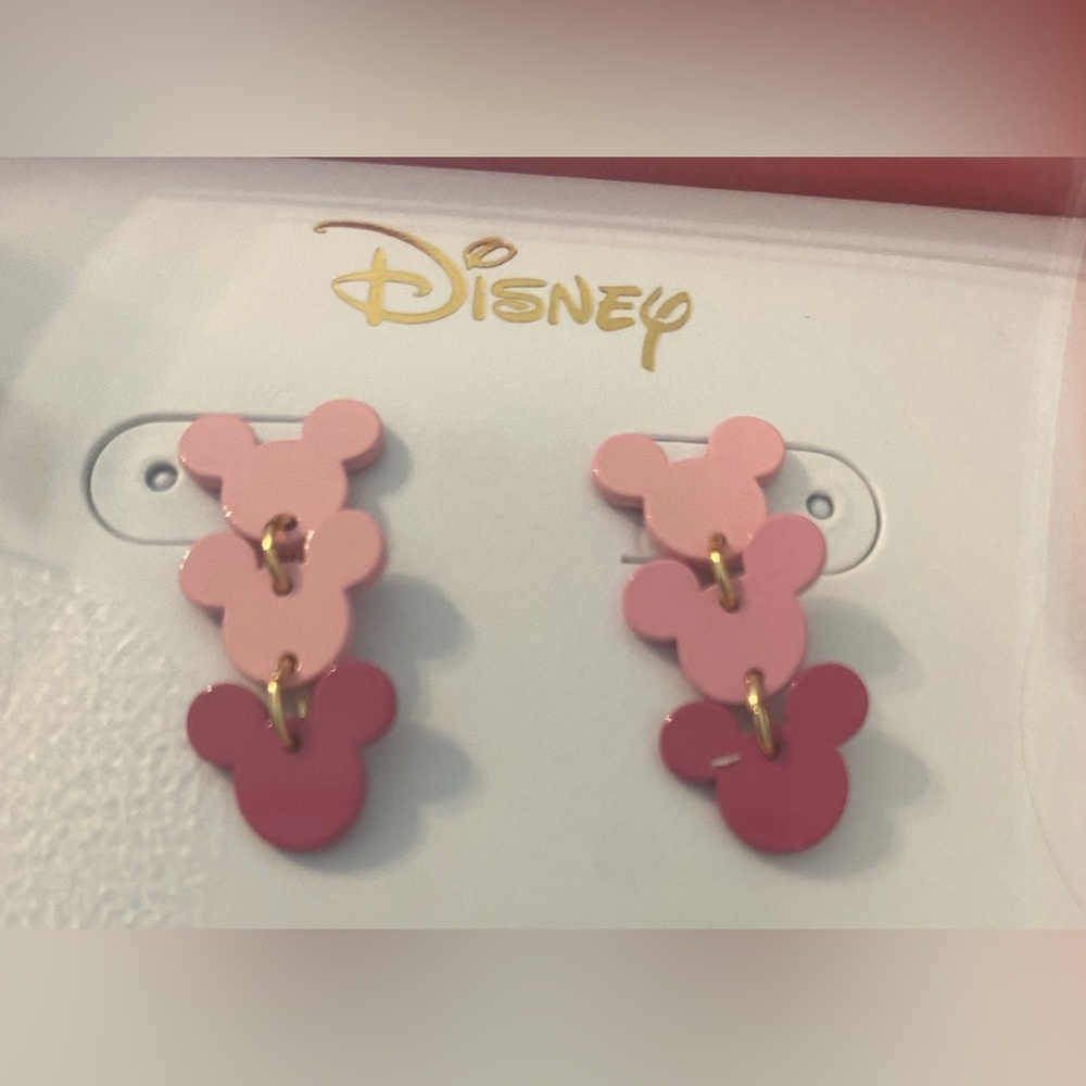 Disney Mickey Mouse pink earrings NIB